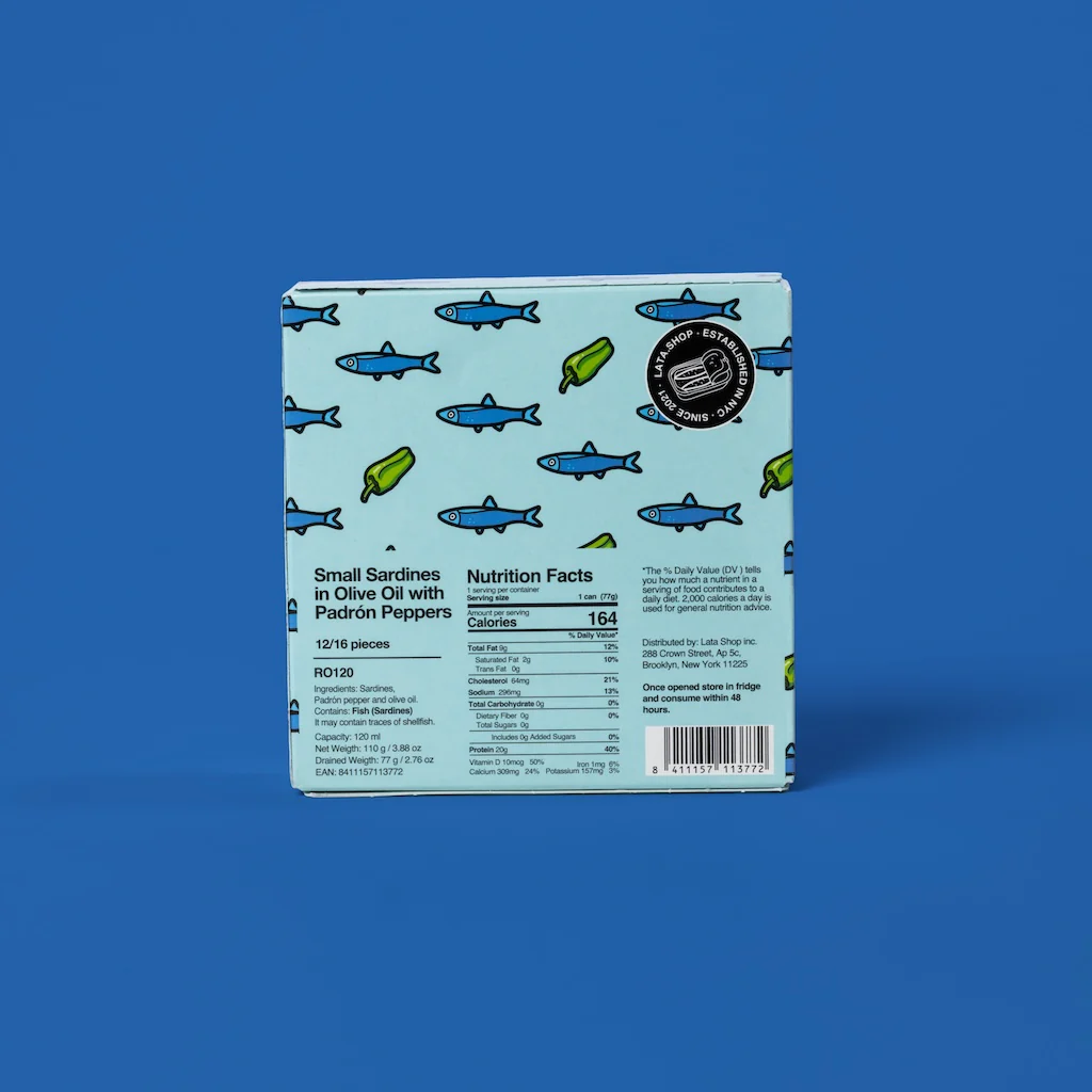 Lata Small Sardines in Olive Oil with Padrón Peppers - Image 4